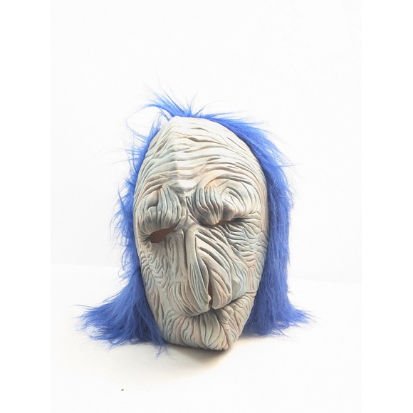 VTG Halloween Mask Creepy Old Man Blue Hair Latex Horror Costume‎ Sri Lanka - Picture 2 of 7